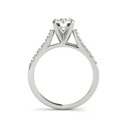 Round Solitaire With A Single Row Pave-Set Side-Diamond Engagement Ring(  0.65 CTW)