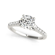 Round Solitaire With A Single Row Pave-Set Side-Diamond Engagement Ring(  0.65 CTW)