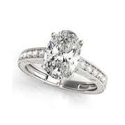 Vintage Oval Halo Side-Diamond Engagement Ring(  0.65 CTW)