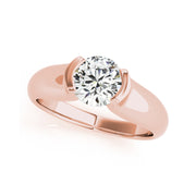 Half Bezel set Round Brilliant Cut Solitaire Diamond Engagement Ring(  0.5 CTW)