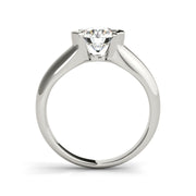 Half Bezel set Round Brilliant Cut Solitaire Diamond Engagement Ring(  0.5 CTW)