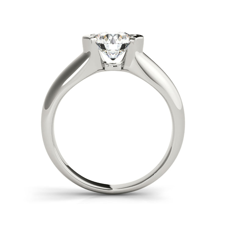 Half Bezel set Round Brilliant Cut Solitaire Diamond Engagement Ring(  0.5 CTW)