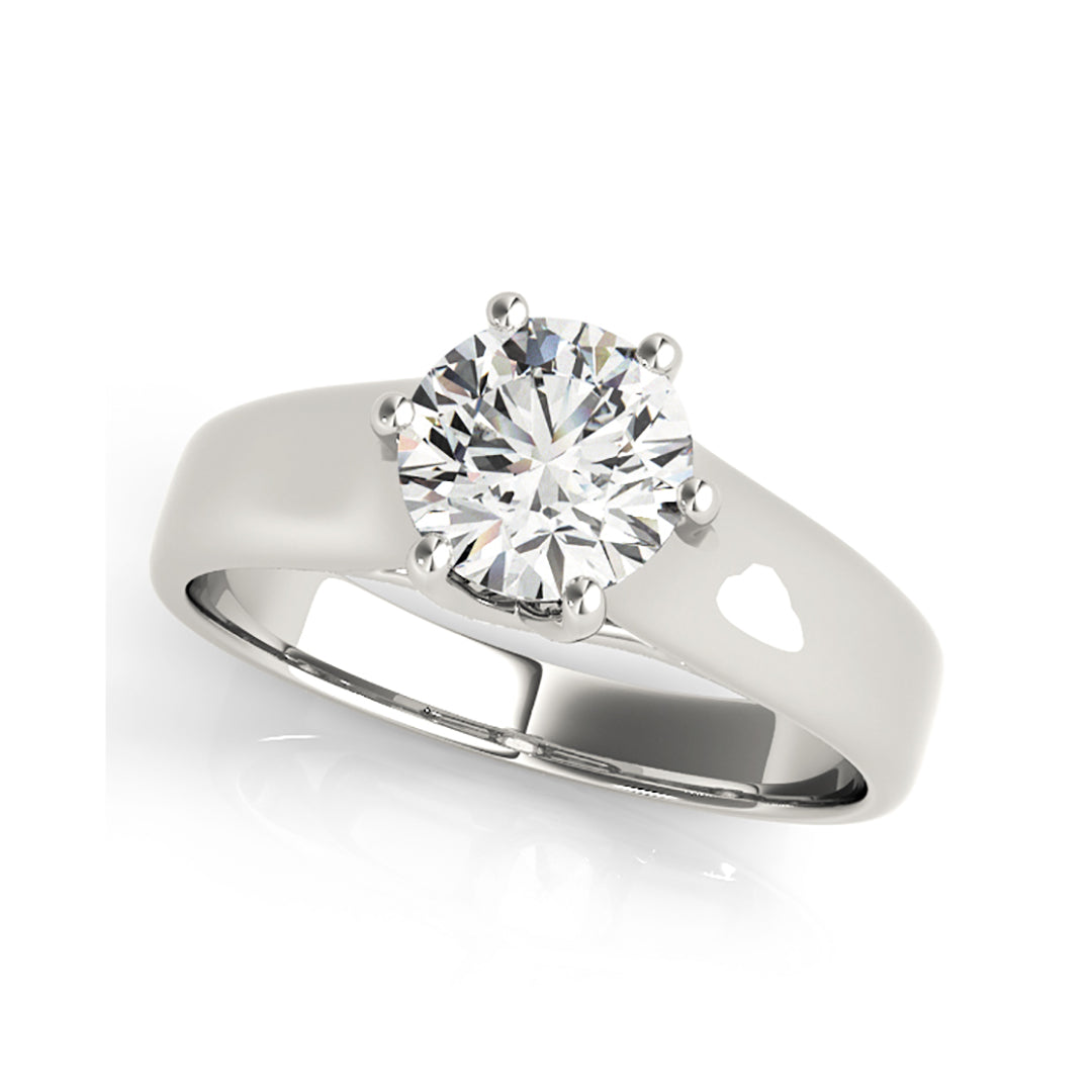 Round Brilliant Cut Solitaire Six Prongs Diamond Engagement Ring(  0.5 CTW)