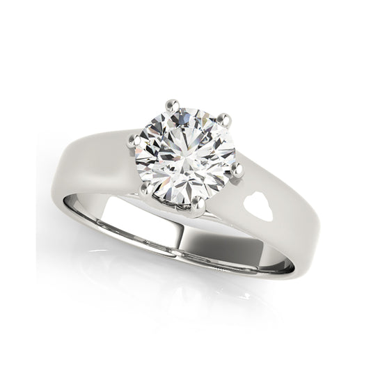 Round Brilliant Cut Solitaire Six Prongs Diamond Engagement Ring(  0.5 CTW)
