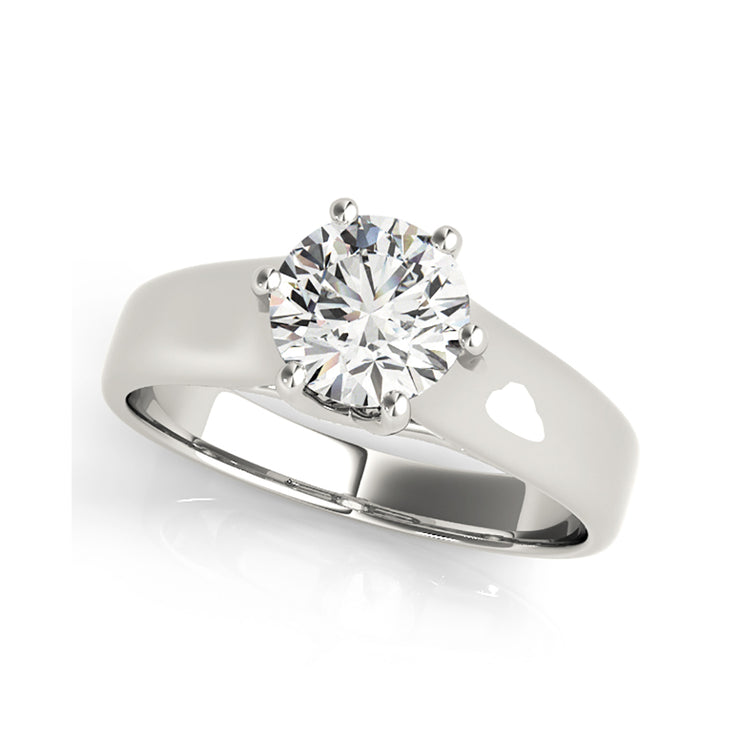 Round Brilliant Cut Solitaire Six Prongs Diamond Engagement Ring(  0.5 CTW)