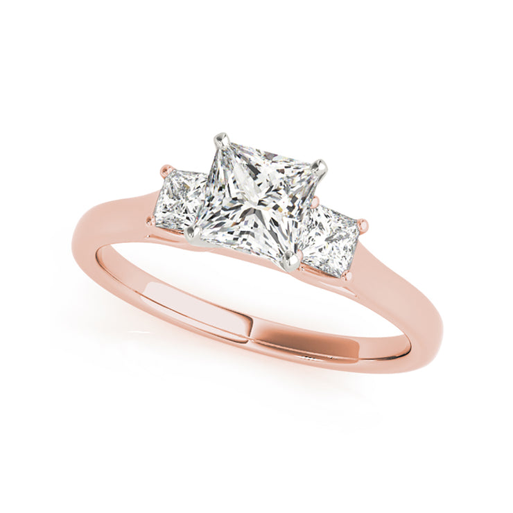 Princess Cut Trinity Diamond Four Prong set Engagement Ring(  0.6 CTW)