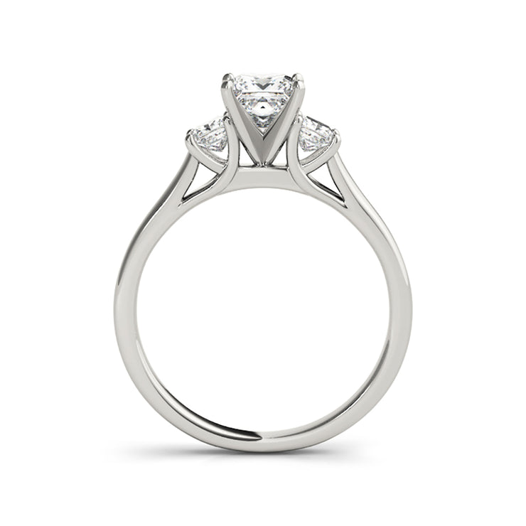 Princess Cut Trinity Diamond Four Prong set Engagement Ring(  0.6 CTW)