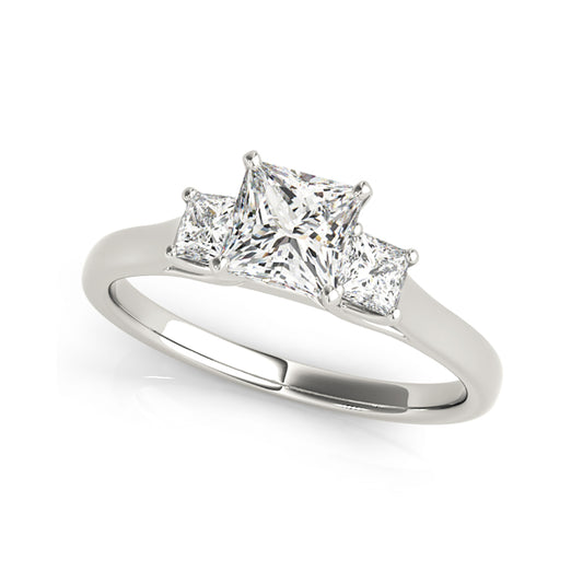 Three Stone Princess Cut Diamond Engagement Ring(  1 CTW)