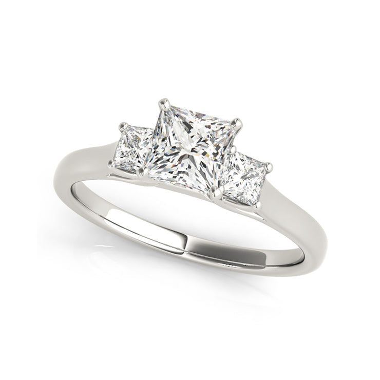 Princess Cut Trinity Diamond Four Prong set Engagement Ring(  0.6 CTW)
