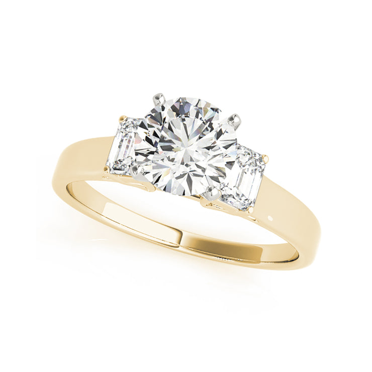 Trinity Round Brilliant Cut And Emerald Cut Diamond Engagement Ring(  0.9 CTW)
