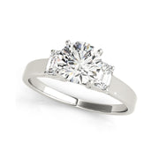 Trinity Round Brilliant Cut And Emerald Cut Diamond Engagement Ring(  0.9 CTW)