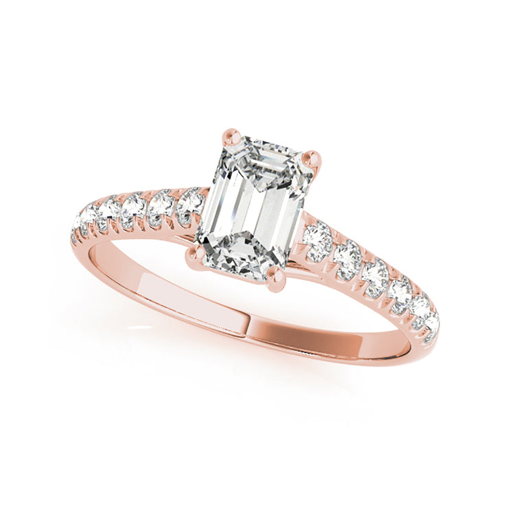 Emerald Cut Diamond With Side Diamond Engagement Ring(  0.68 CTW)