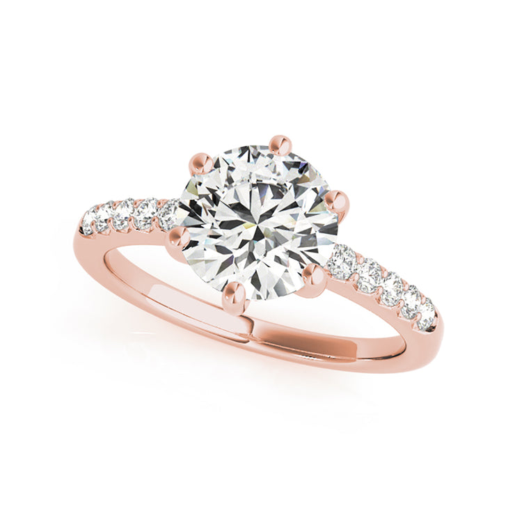 Classic Six Prongs Round Brilliant Cut Diamond Engagment Ring(  0.67 CTW)