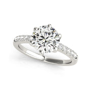 Classic Six Prongs Round Brilliant Cut Diamond Engagment Ring(  0.67 CTW)