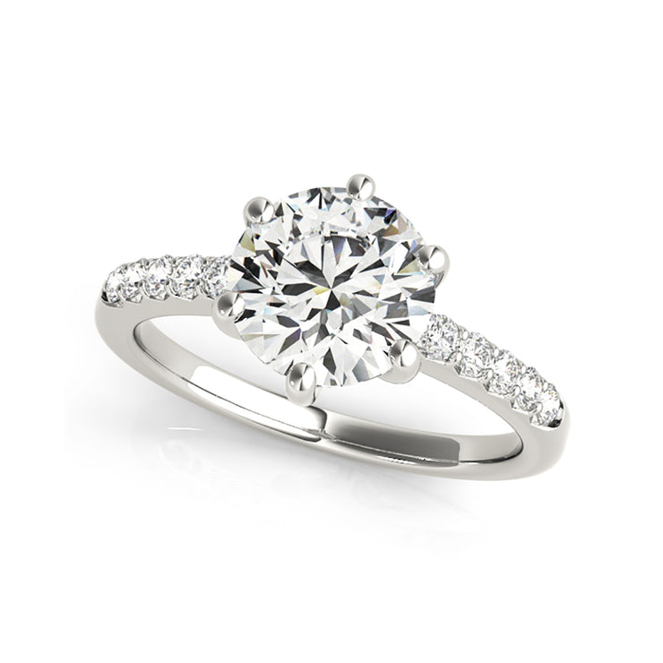 Classic Six Prongs Round Brilliant Cut Diamond Engagment Ring(  0.67 CTW)