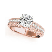 Vintage Solitaire With Side-Diamond & Filigree Details Diamond Engagement Ring(  0.62 CTW)