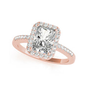 Modern Fancy Halo Emerald With Filigree Diamond Engagement ring (0.82 CTW)