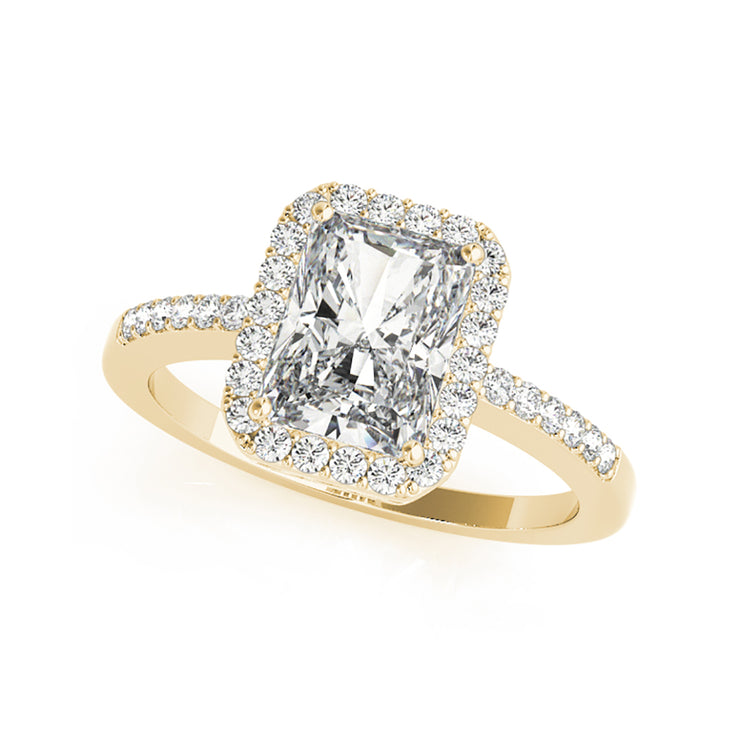 Modern Fancy Halo Emerald With Filigree Diamond Engagement ring (0.82 CTW)
