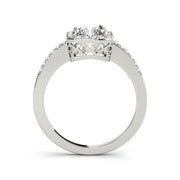 Modern Fancy Halo Emerald With Filigree Diamond Engagement ring (0.82 CTW)