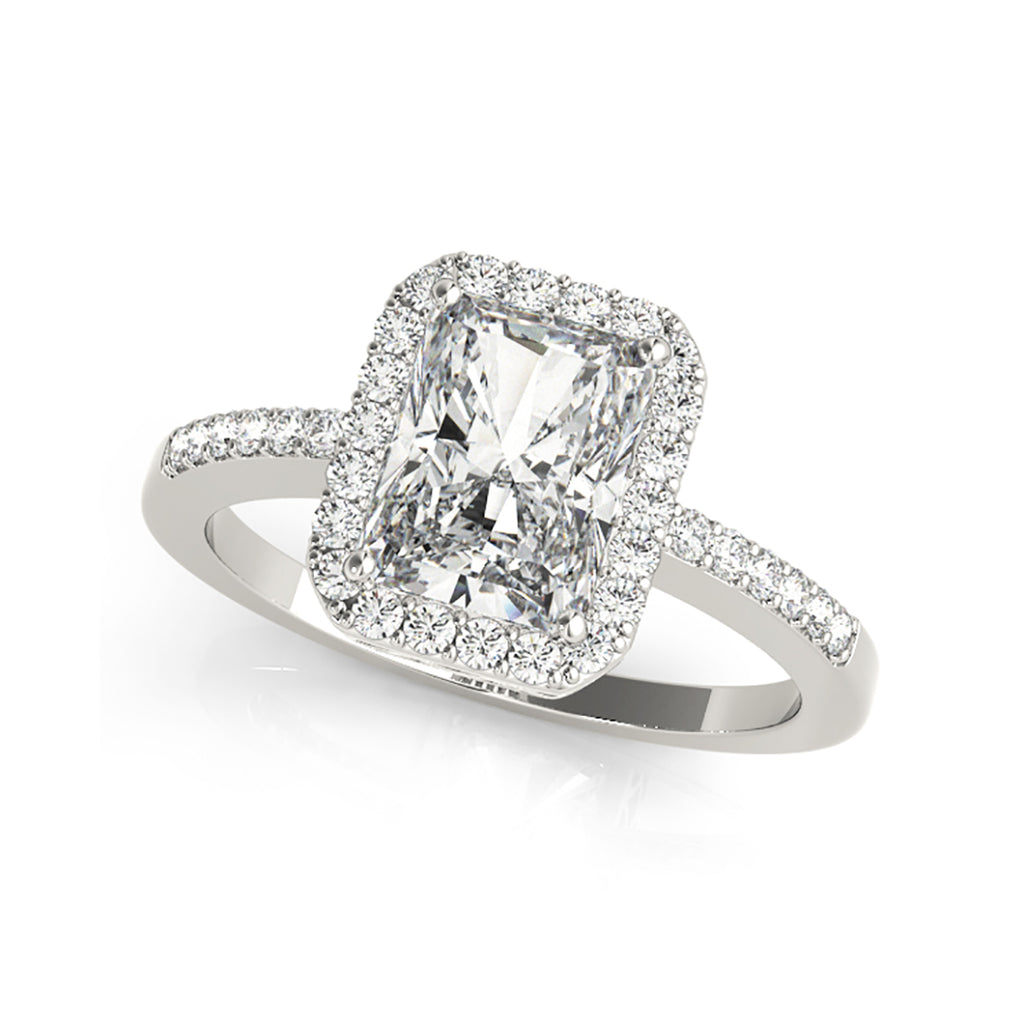 Modern Fancy Halo Emerald With Filigree Diamond Engagement ring