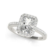 Modern Fancy Halo Emerald With Filigree Diamond Engagement ring (0.82 CTW)