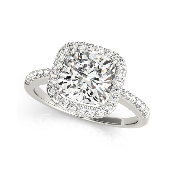 Grand Single-row Cushion Shape Halo 0.69ctw Diamond Engagement Ring( 0.69 CTW)