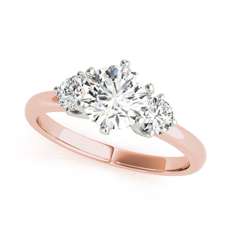 Trinity Round Brilliant Cut Diamond In Plain Band Diamond Engagment Ring( 0.64 CTW)