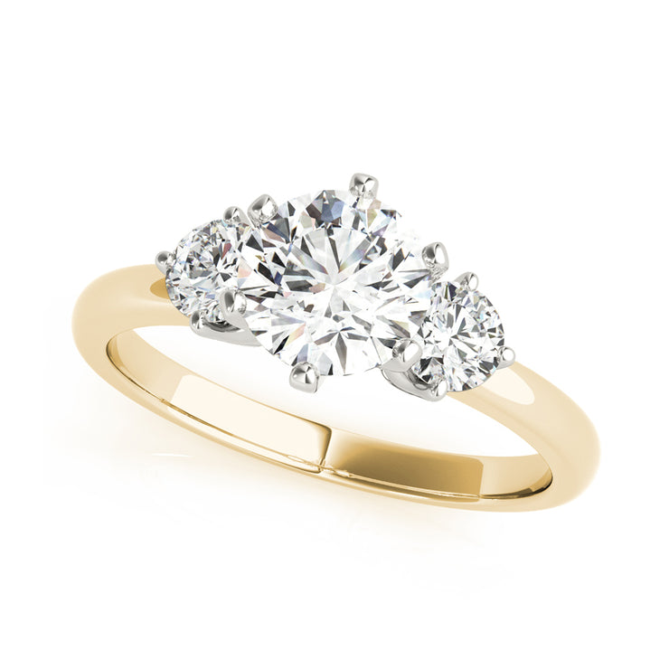 Trinity Round Brilliant Cut Diamond In Plain Band Diamond Engagment Ring( 0.64 CTW)
