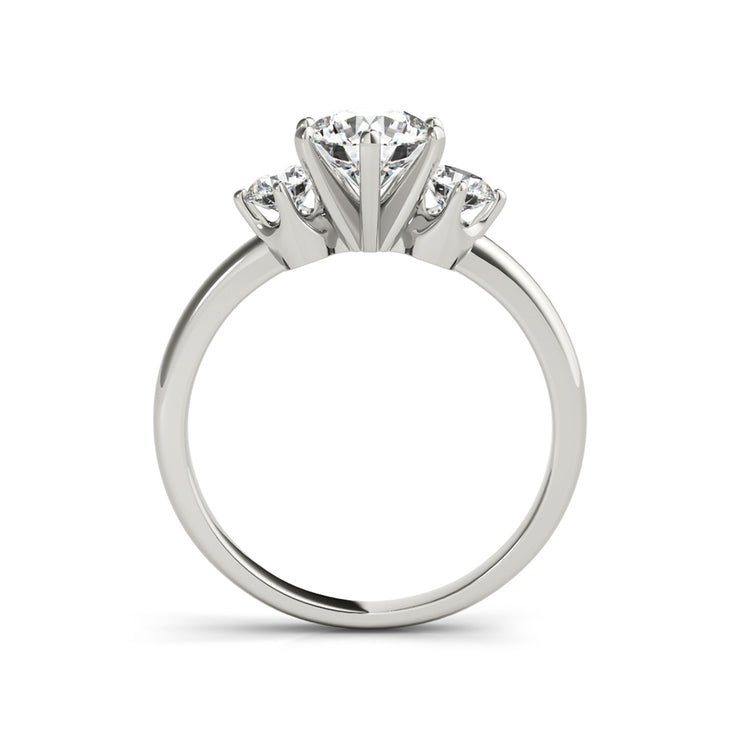 Trinity Round Brilliant Cut Diamond In Plain Band Diamond Engagment Ring( 0.64 CTW)