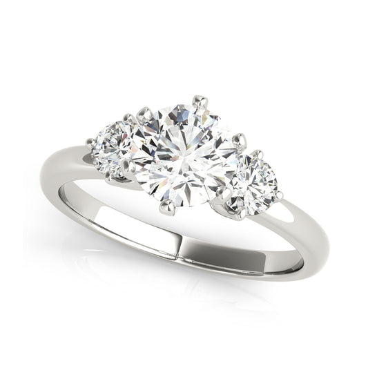 Trinity Round Brilliant Cut Diamond In Plain Band Diamond Engagment Ring( 0.64 CTW)