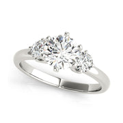 Trinity Round Brilliant Cut Diamond In Plain Band Diamond Engagment Ring( 0.64 CTW)