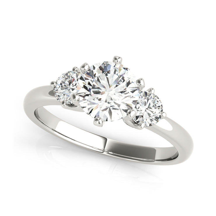 Trinity Round Brilliant Cut Diamond In Plain Band Diamond Engagment Ring( 0.64 CTW)