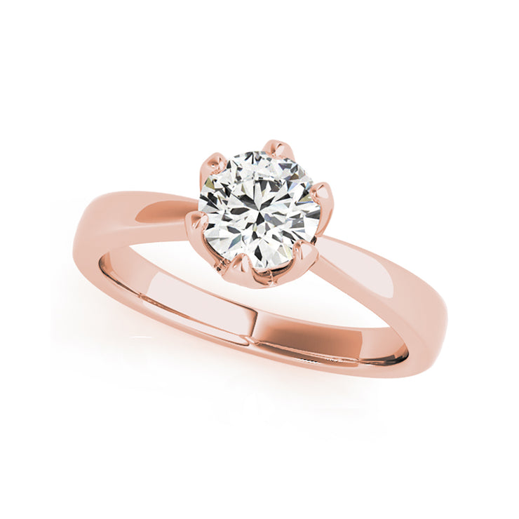 Simple Classic Solitaire Tapered Diamond Band Engagement Ring(  0.5 CTW)