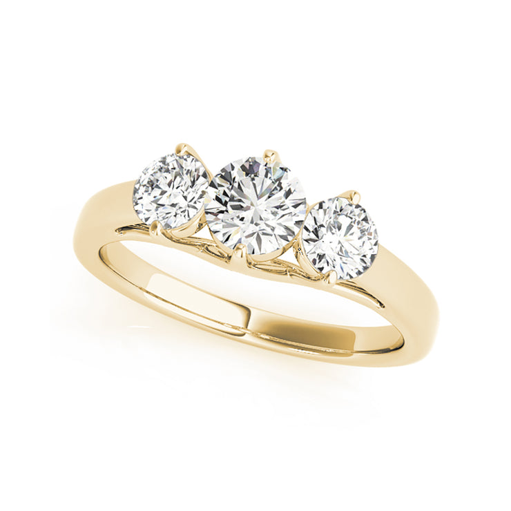 Four-prong Trellis Trinity Round Brilliant Cut Diamond Engagement Ring(  0.7 CTW)