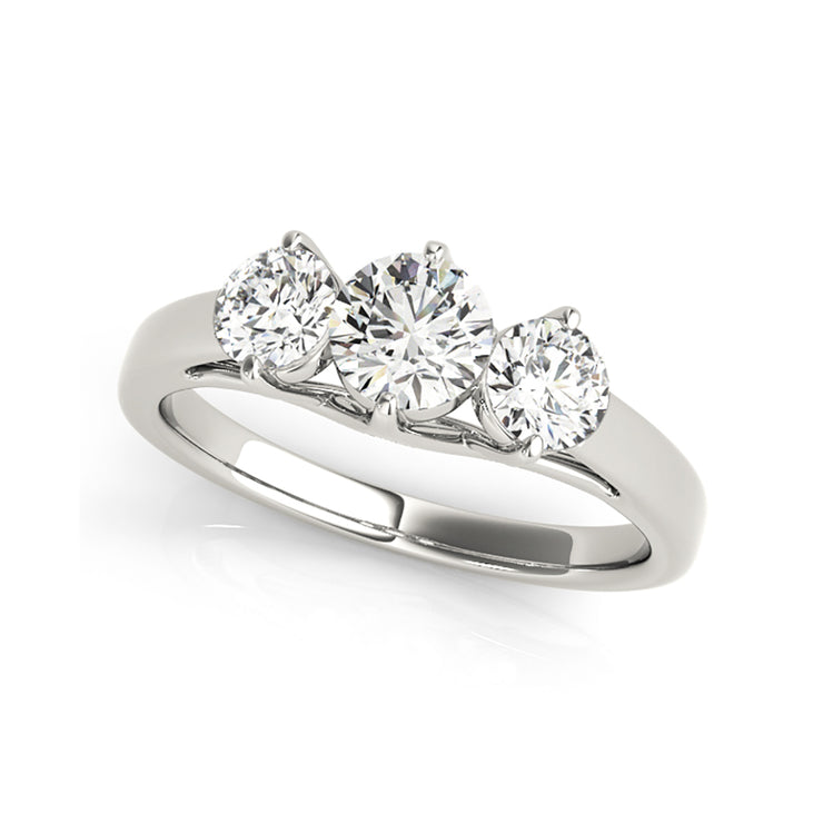 Four-prong Trellis Trinity Round Brilliant Cut Diamond Engagement Ring(  0.7 CTW)