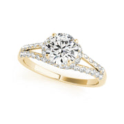 Fancy and Modern Split Shank Round Brilliant Diamond Engagement Ring(  0.84 CTW)
