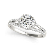 Fancy and Modern Split Shank Round Brilliant Diamond Engagement Ring(  0.84 CTW)