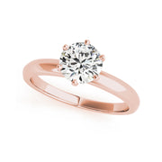 Six Prong Solitaire Round Brilliant Cut Diamond Engagement Ring(  0.5 CTW)