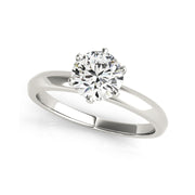 Six Prong Solitaire Round Brilliant Cut Diamond Engagement Ring(  0.5 CTW)