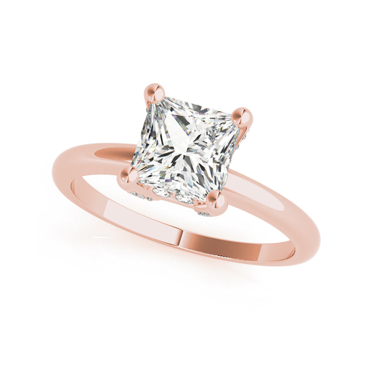 Princess Cut Solitaire Diamond Crown Engagement Ring(  0.62 CTW)