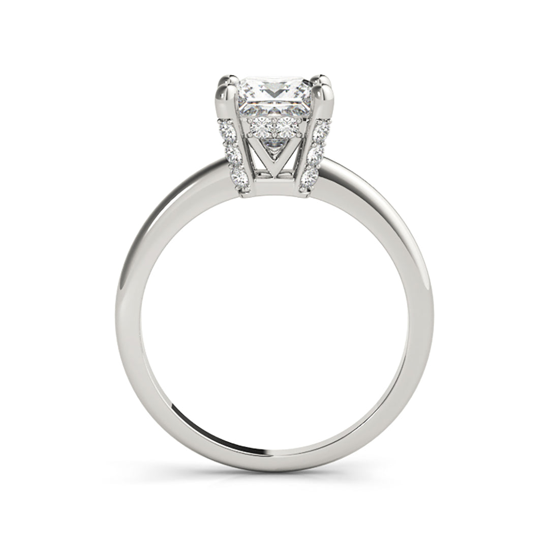 Princess Cut Solitaire Diamond Crown Engagement Ring(  0.62 CTW)