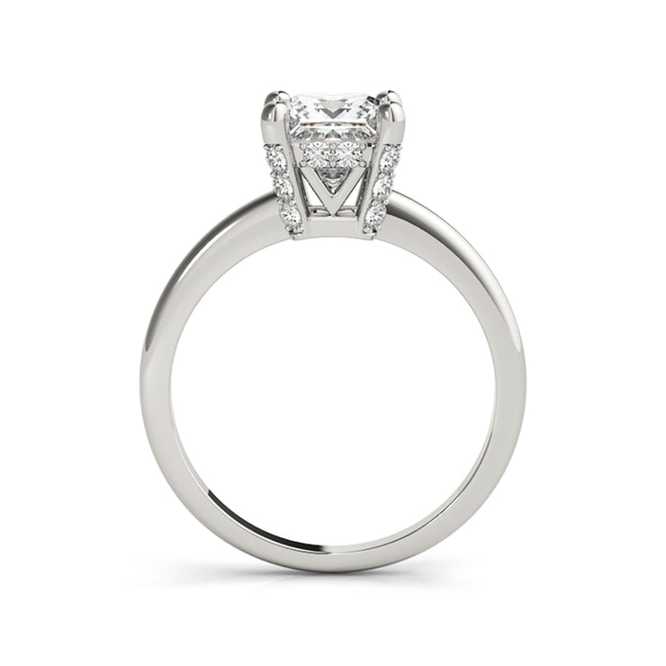 Princess Cut Solitaire Diamond Crown Engagement Ring(  0.62 CTW)