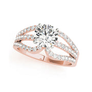 Fancy Multi-Stone Split Shank Diamond Engagament Ring(  1.02 CTW)