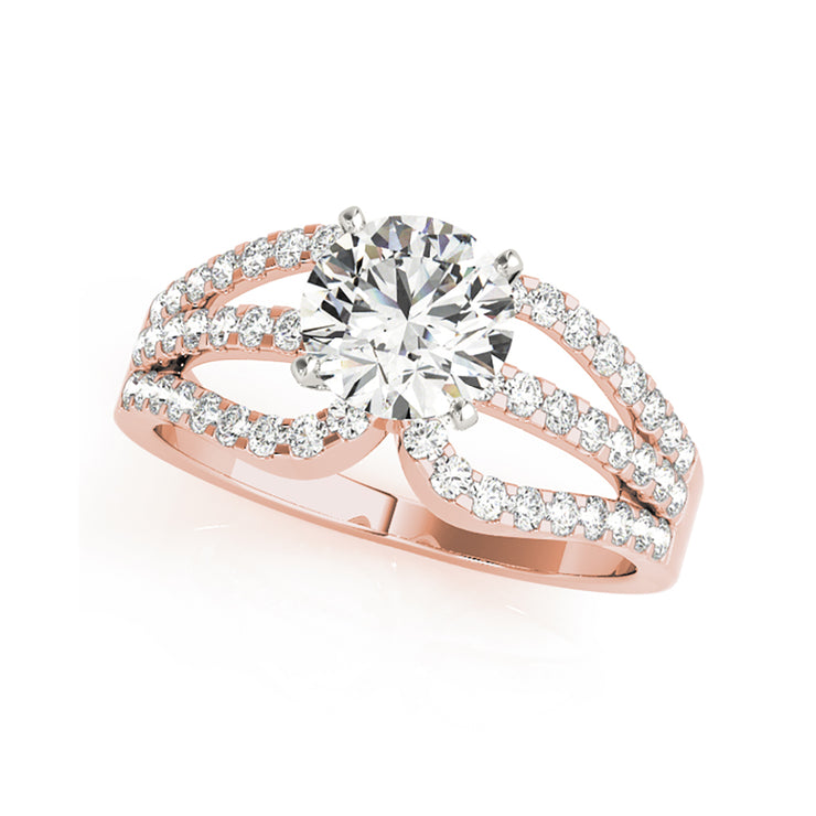 Fancy Multi-Stone Split Shank Diamond Engagament Ring(  1.02 CTW)