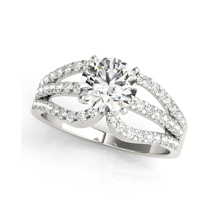 Fancy Multi-Stone Split Shank Diamond Engagament Ring(  1.02 CTW)