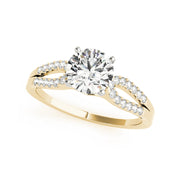 Round Brilliant Split Pave Diamond Band Engagement Ring(  0.7 CTW)
