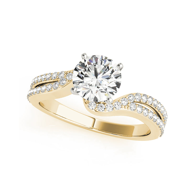 Bypass Solitaire Swirly Diamond Band Engagement Ring(  0.78 CTW)