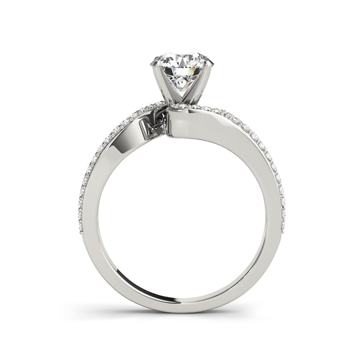 Bypass Solitaire Swirly Diamond Band Engagement Ring(  0.78 CTW)