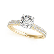 Solitaire Pave Diamond Shank Engagement Ring(  0.74 CTW)