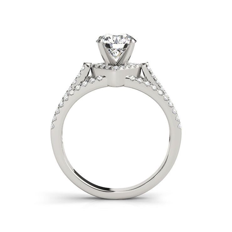 Hidden Halo Multi-Row Split Shank Diamond Engagement Ring(  0.87 CTW)